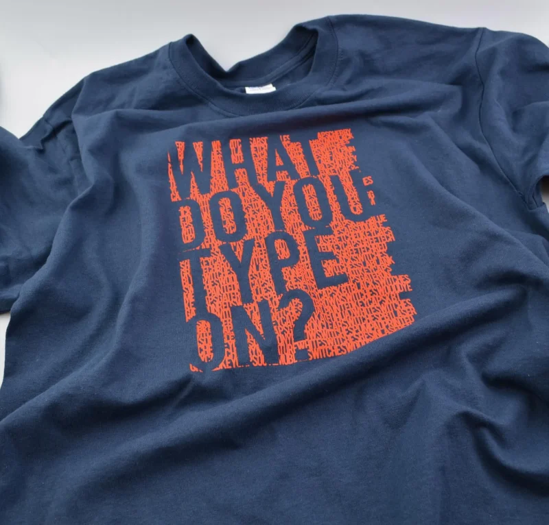 navy typing t shirt mk design