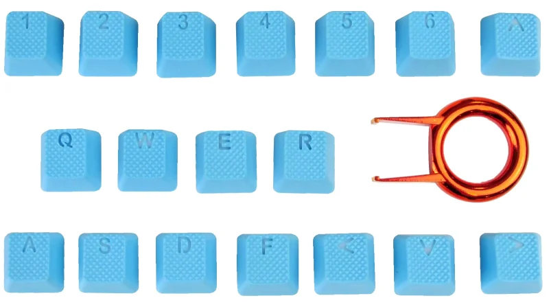 neon blue backlit 18 key tpr rubber keycap set