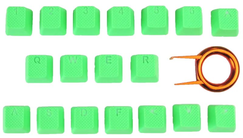 neon green backlit 18 key tpr rubber keycap set