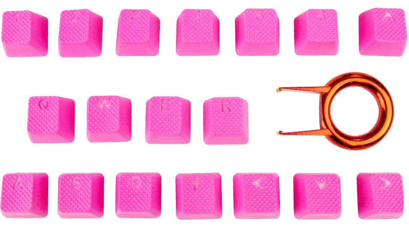 neon pink 18 key backlit rubber keycap set oem profile