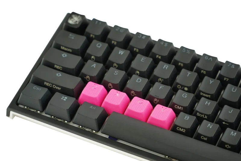 neon pink backlit 4 key tpr rubber keycap set oem profile