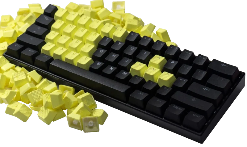 neon zinc yellow backlit keycap set 22 keys oem profile double shot abs tpr