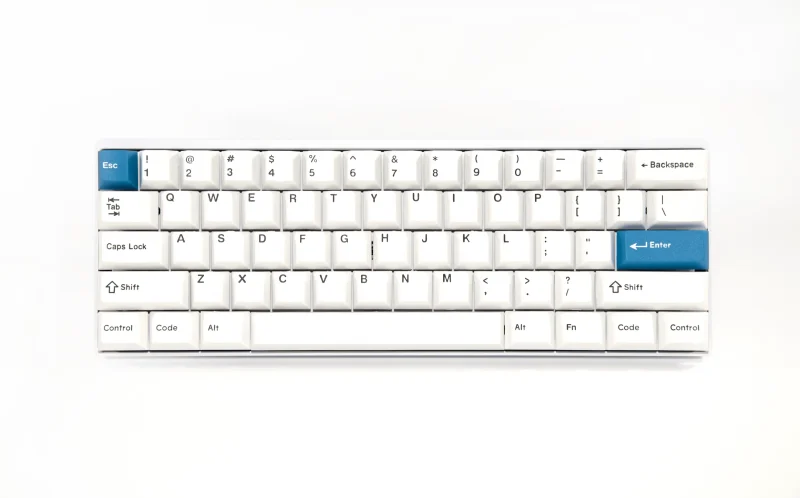 pok3r white 60 double shot pbt mechanical keyboard