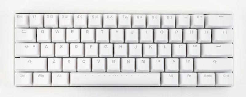 pok3r white 60 mechanical keyboard pbt double shot led