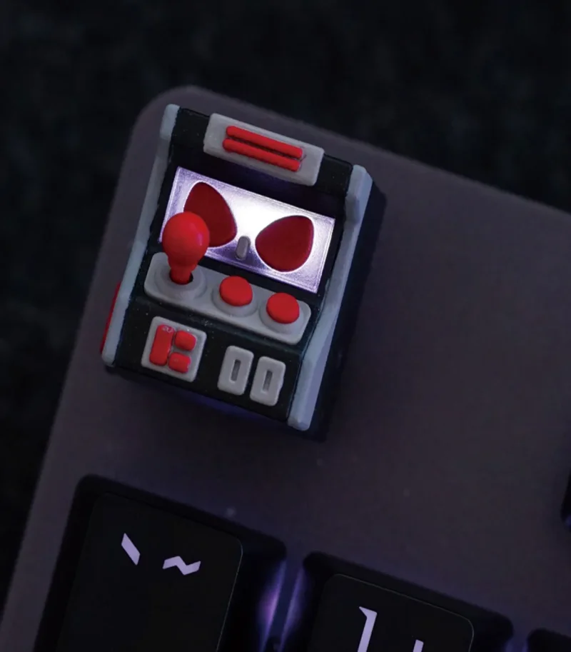 premium black grey red artisan keycap for hot keys project hkp error