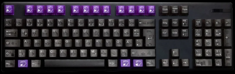 purple translucent 16 key keycap set double shot abs cubic profile