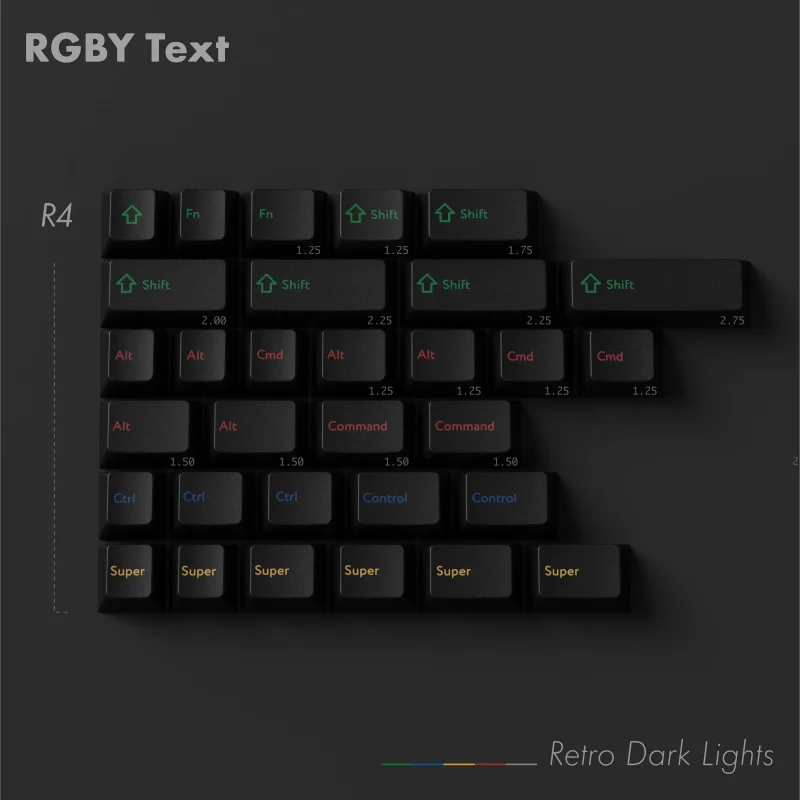 retro dark lights rgby 31 key pbt keycap set cherry profile