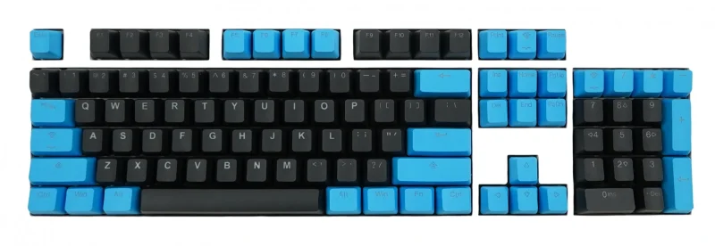 tai hao 104 key pbt double shot backlit keycaps blue black set