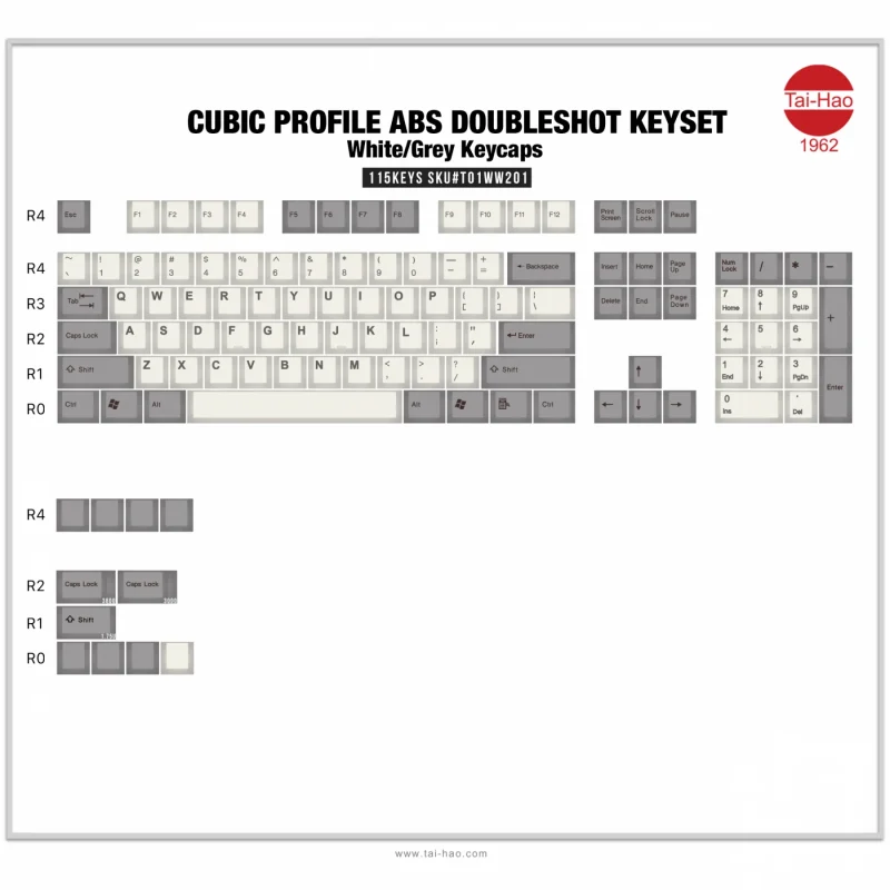 tai hao 115 key cubic abs double shot keycap set