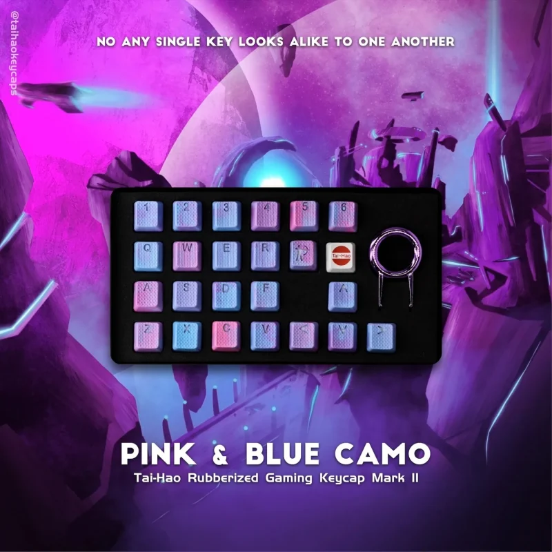 tai hao camo pink blue backlit gaming keycap set