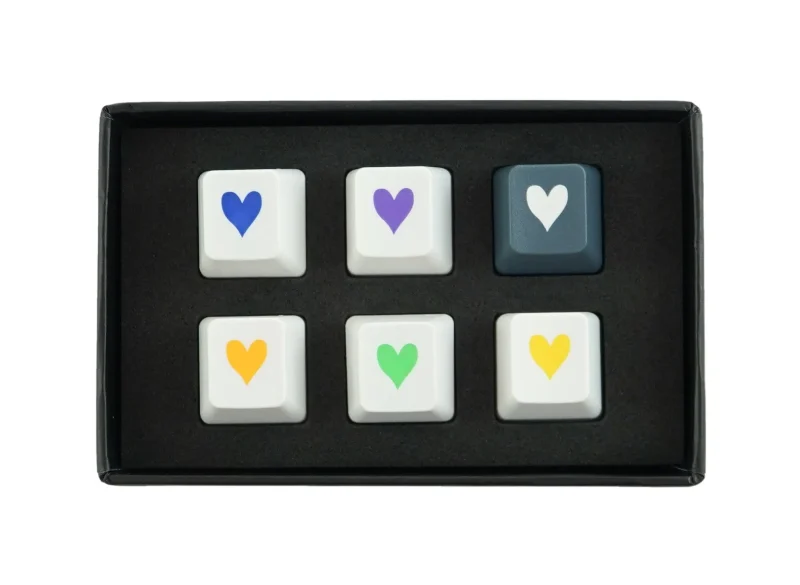 tai hao grey heart 6 key oem abs keycap set