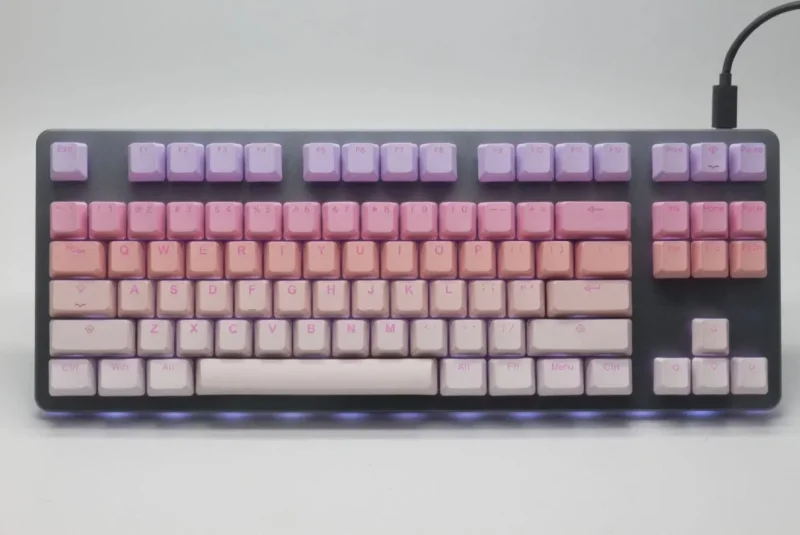 tai hao sakura backlit 140 key pbt keycap set oem profile double shot design