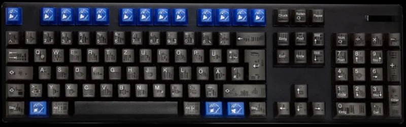 translucent blue 16 key abs double shot keycap set by tai hao