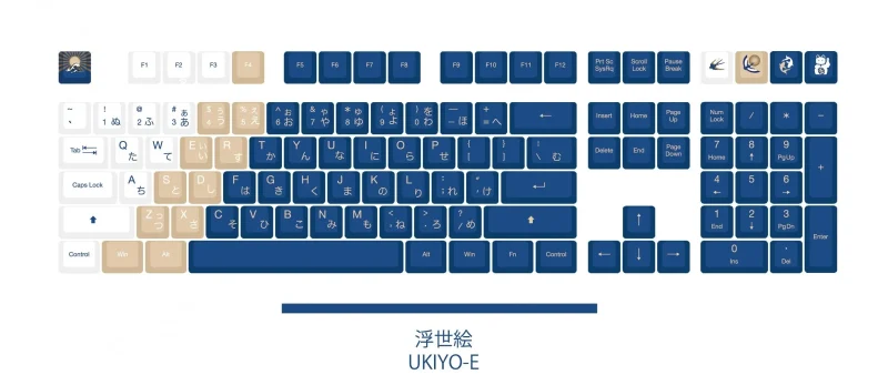 ukiyo e 108 key cherry profile pbt keycap set traitors edition