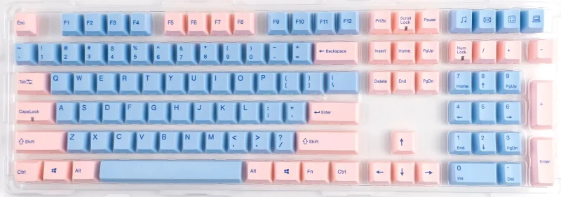 varmilo 108 key blue pink pbt dye sub keycap set