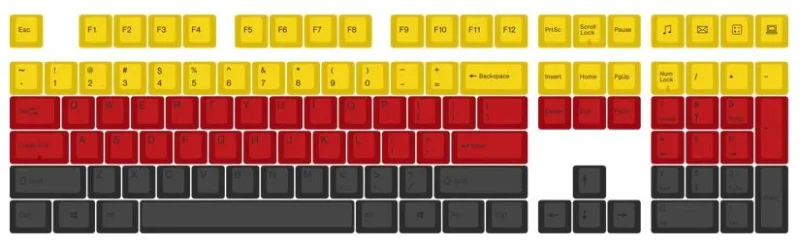 varmilo 108 key lava yellow red black pbt keycap set