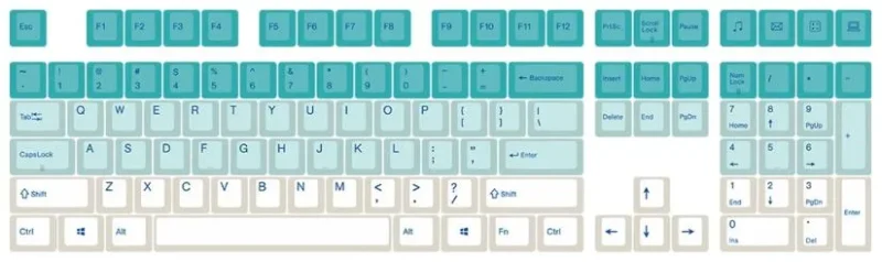 varmilo 108 key teal white dye sub pbt keycap set