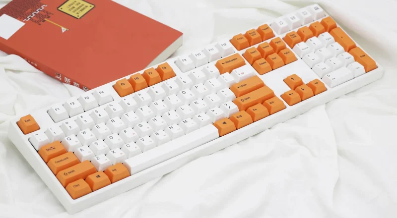 varmilo va108m white led dye sub pbt mechanical keyboard orange white