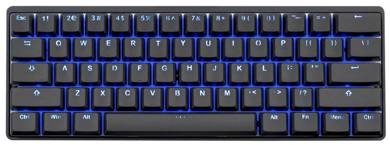 vortex pok3r black 60 mechanical keyboard pbt double shot blue led