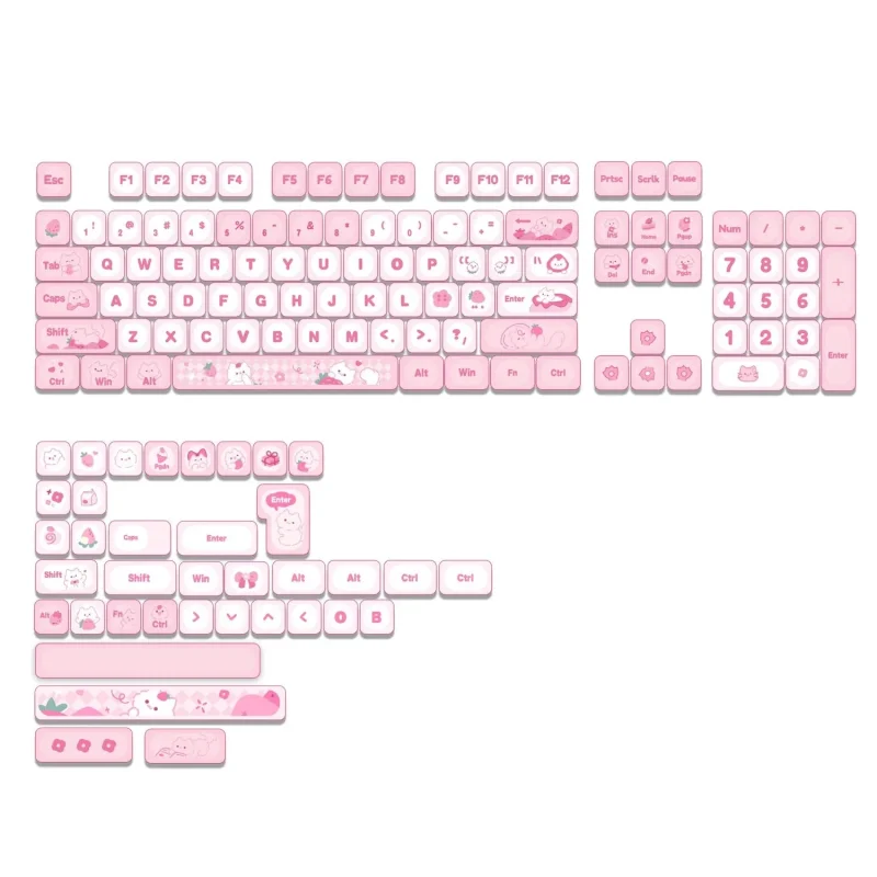 yunzii 141 key pink moa dye sub pbt keycap set